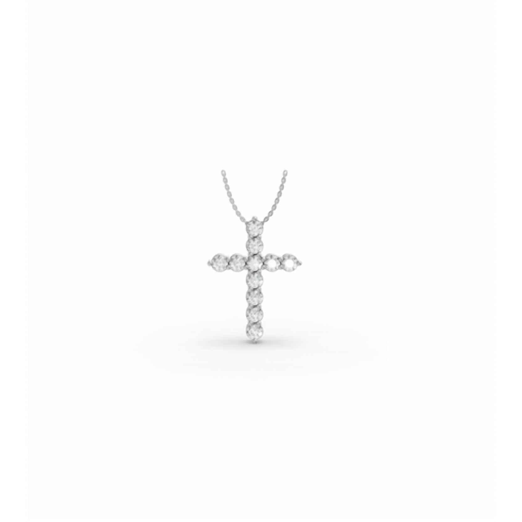 New Aamiaa 1.00ctw 925ss Lab Grown Diamond Cross Pendant With Chain In Silver
